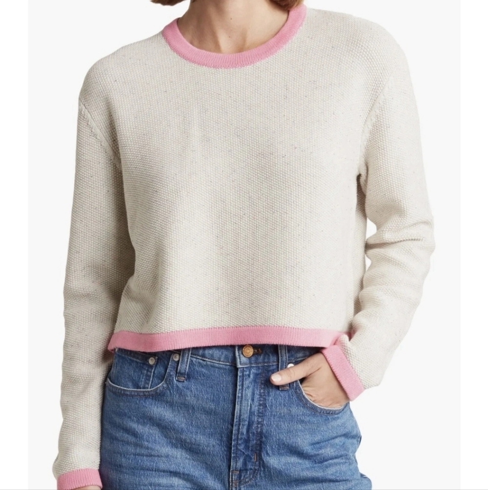 French Connection Mozart Confetti Waffle Knit Crewneck Sweater S